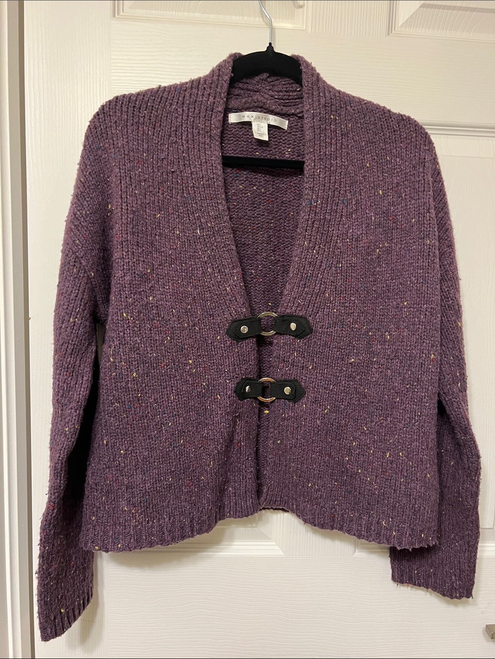 Max Studio Purple Toggle Knit Cardigan